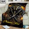 1PC Custom Name Axes Shield Outdooor Flannel Blankets Throw Blanket All-Season Throw Gift Bedspread for Couch, Bed, Camping Holiday Birthday Gift