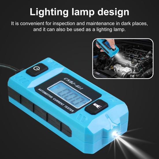 Circuit Fault Tester Automotive Current Detector with Blue Backlit LCD Screen Built-in Headlight for Car And Commercial Vehicle Circuit Testing