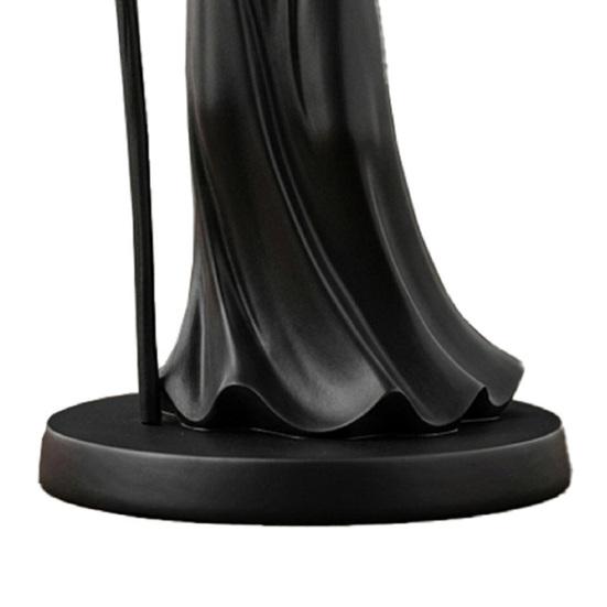 Schwarzgoldener Stab Hexe Skulptur Halloween Hexe mit Zepter Statue Harz Hexe und Rabe Figur für Gothic Heim Tischdeko