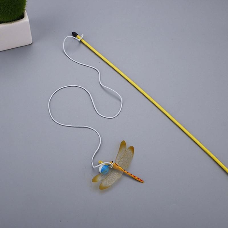 Realistic Dragonflies Cats Toy With Bells Durable Teaser Wand For Funny Cats Interactive Teaser Wand Stimulate Hunting