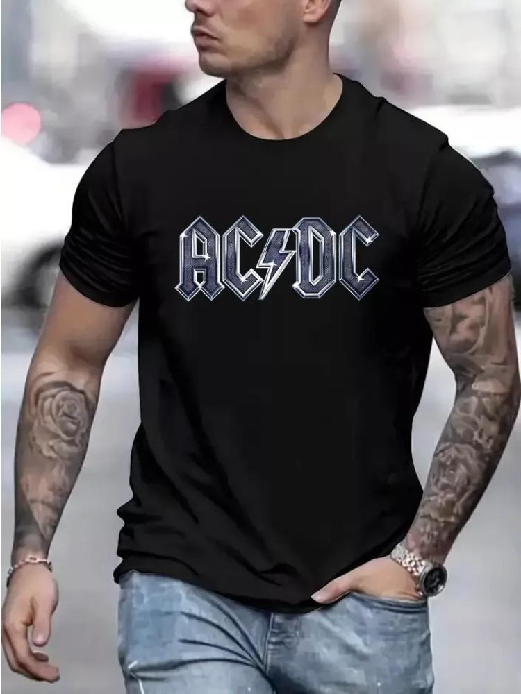 ACDC meeste T-särk Klassikaline rokkbändi T-särk Top Meeste puuvillane ümmarguse kaelusega Must lahtine gooti trendi T-särk Vintage vabaaja T-särk