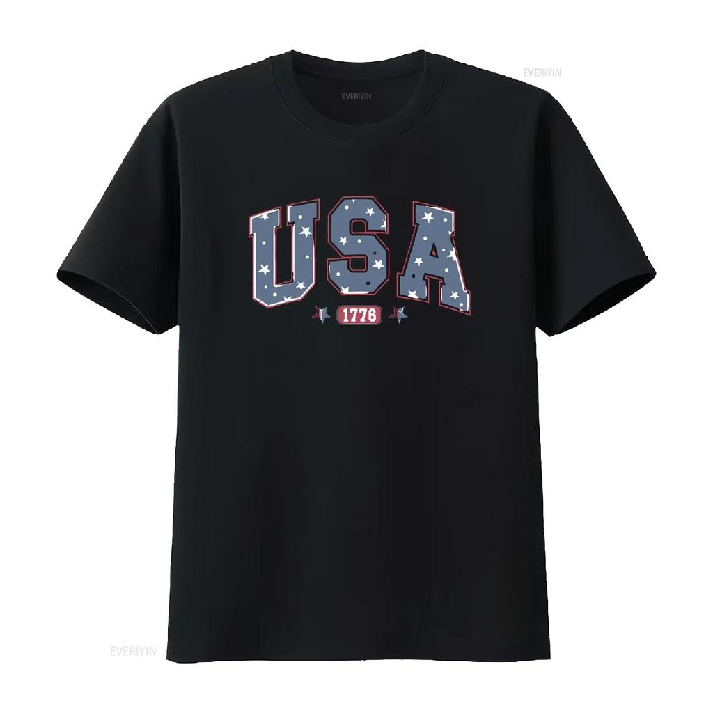 USA 1776 T Shirt America Fourth of July 4th Patriotic EsT Red White and Blue Vintage Washed Top For Everyday Wear Stretched