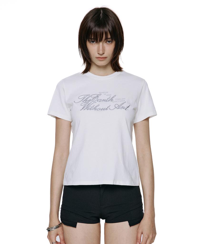 ROCKCAKE Without Art Script Top - White