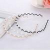 Wedding Jewelry Hair Band for Women Headwear Black Silver Pearl Crystal Wave Hairband Metal