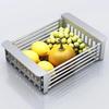 Drain Basket Stainless Steel Kitchen Sink Drain Basket Telescopic Drying Rack with Non-Slip Support Utensils Storage Holder