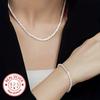 Fashion 2pcs 925 Silver Classic Bracelet Necklace Jewelry Set For Women Original Jewelry Wedding Engagement Gift