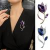 Rhinestone Pin Women Brooch High-Gloss Inlay Sparkling Tulip Design Lapel