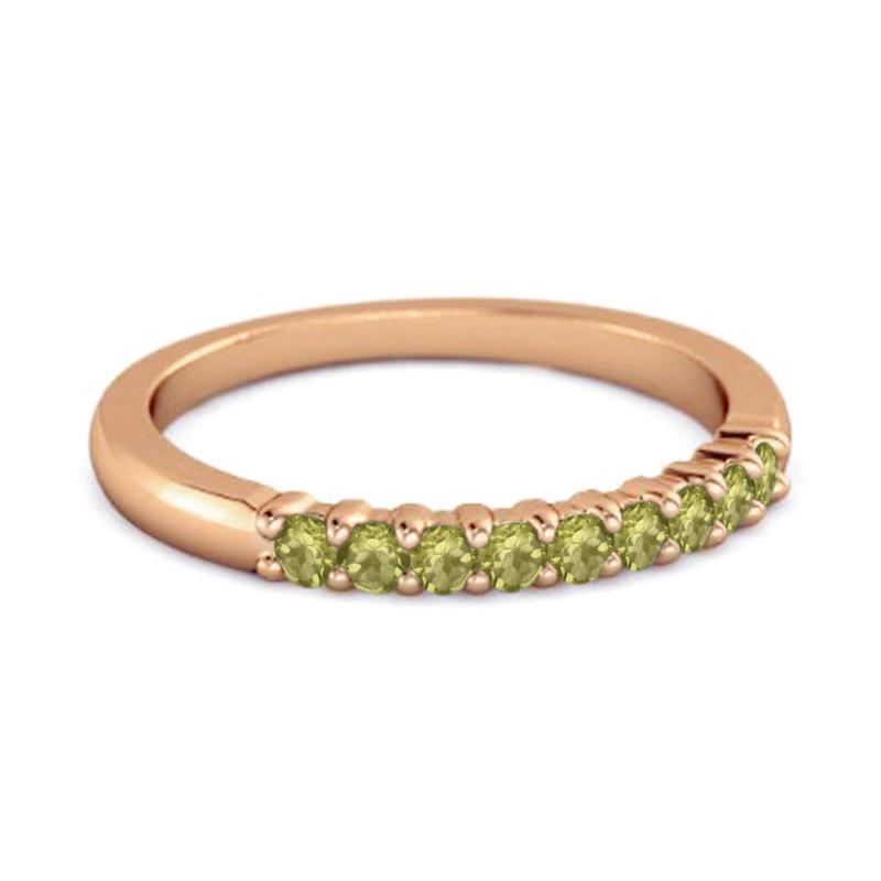 Peridot Round Half Eternity Ring - 925 Sterling Silver Rose Gold Vermeil