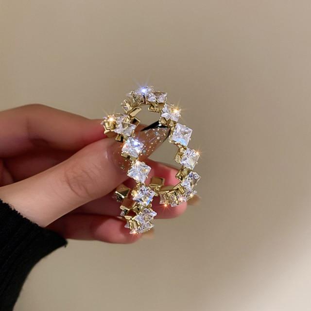 High Cz Quality Luxury Inlay Hoop Earrings Round Green Zircon Crystal Earrings For Women Engagement Party Statement Jewelry