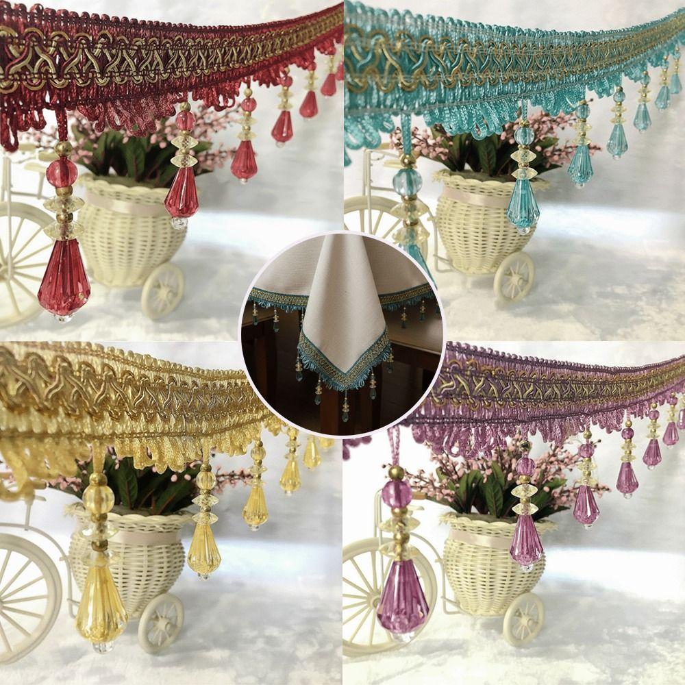 12M Textură țesută Franjuri vintage Ornament în formă de picătură Lanț Ciucure Panglică Tratament pentru fereastră