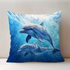 A Printed Pillowcase Depicting Dolphins and Reef Fish In the Ocean