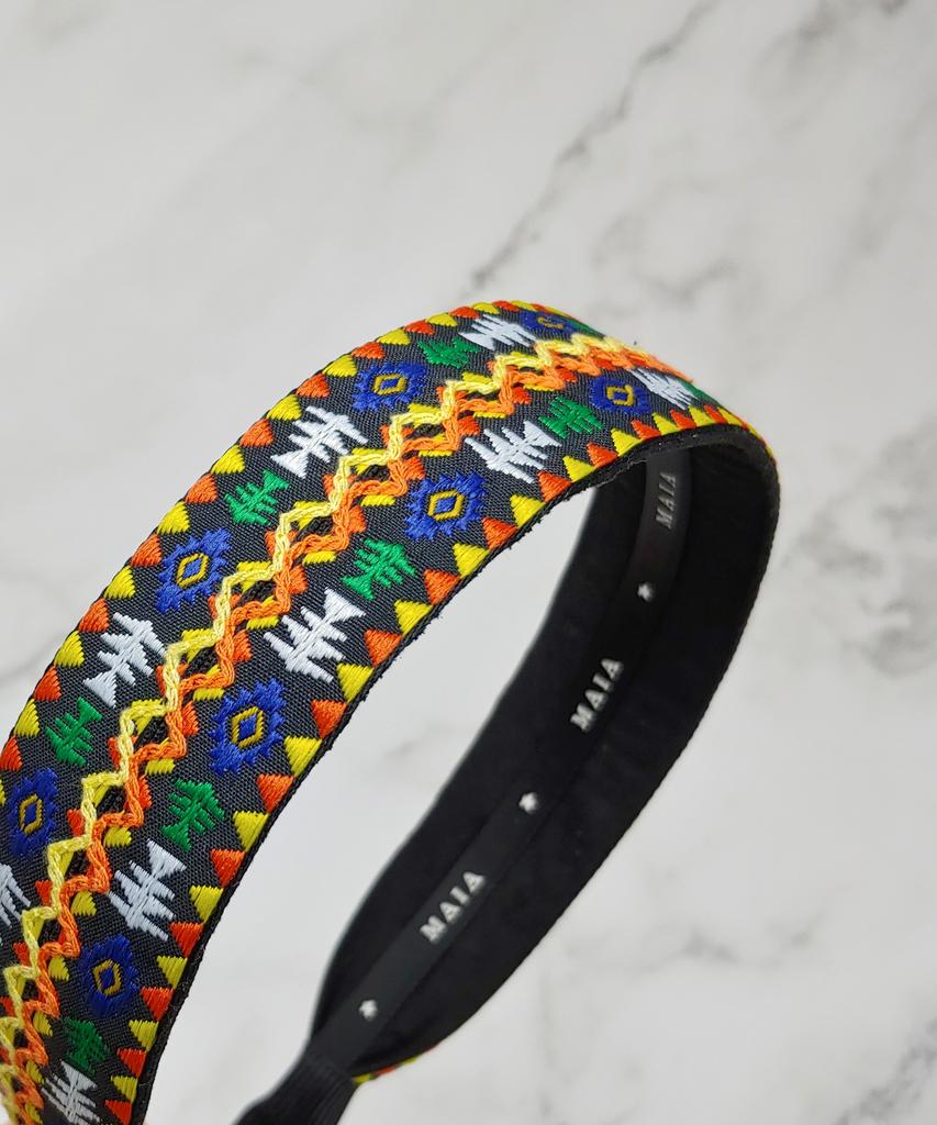 Maia Geometric Pattern Headband - Yellow