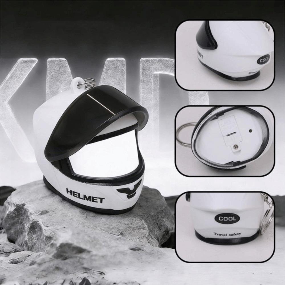 3D Helmet Keyring Light LED Creative Bag Key Pendant Luminous Motorcycle Helmet Keychain Gifts