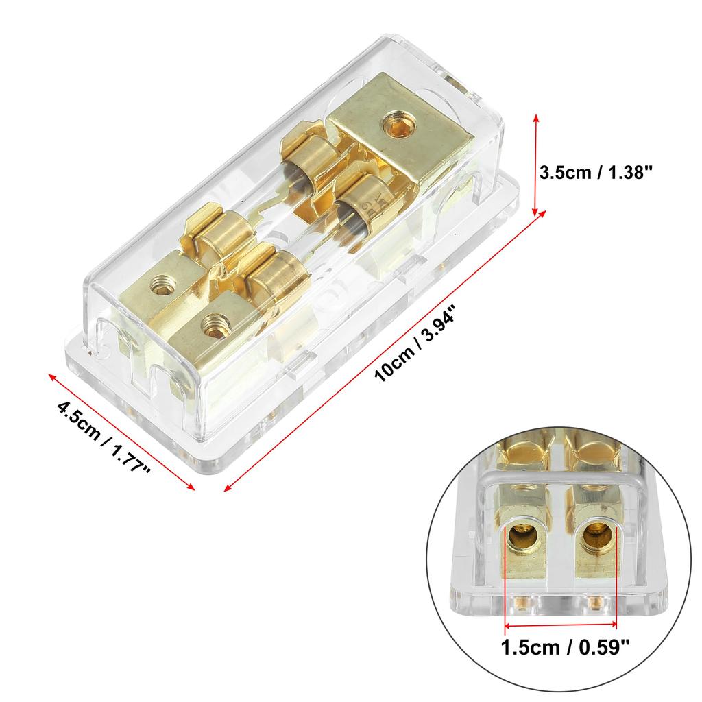 uxcell 4 8 AWG Gauge 60A AGU Fuse Holder 2 Way Distribution Block Car Audio Splitter