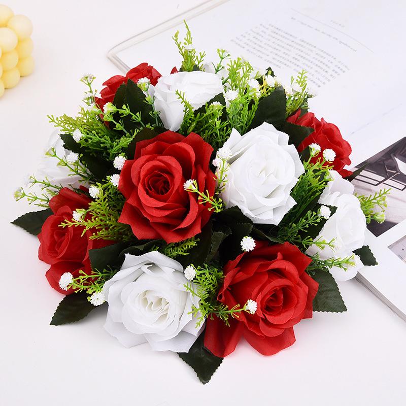 Arrangements floraux Bouquet décor de fête de mariage boule de roses boule de fleurs en soie fleurs artificielles