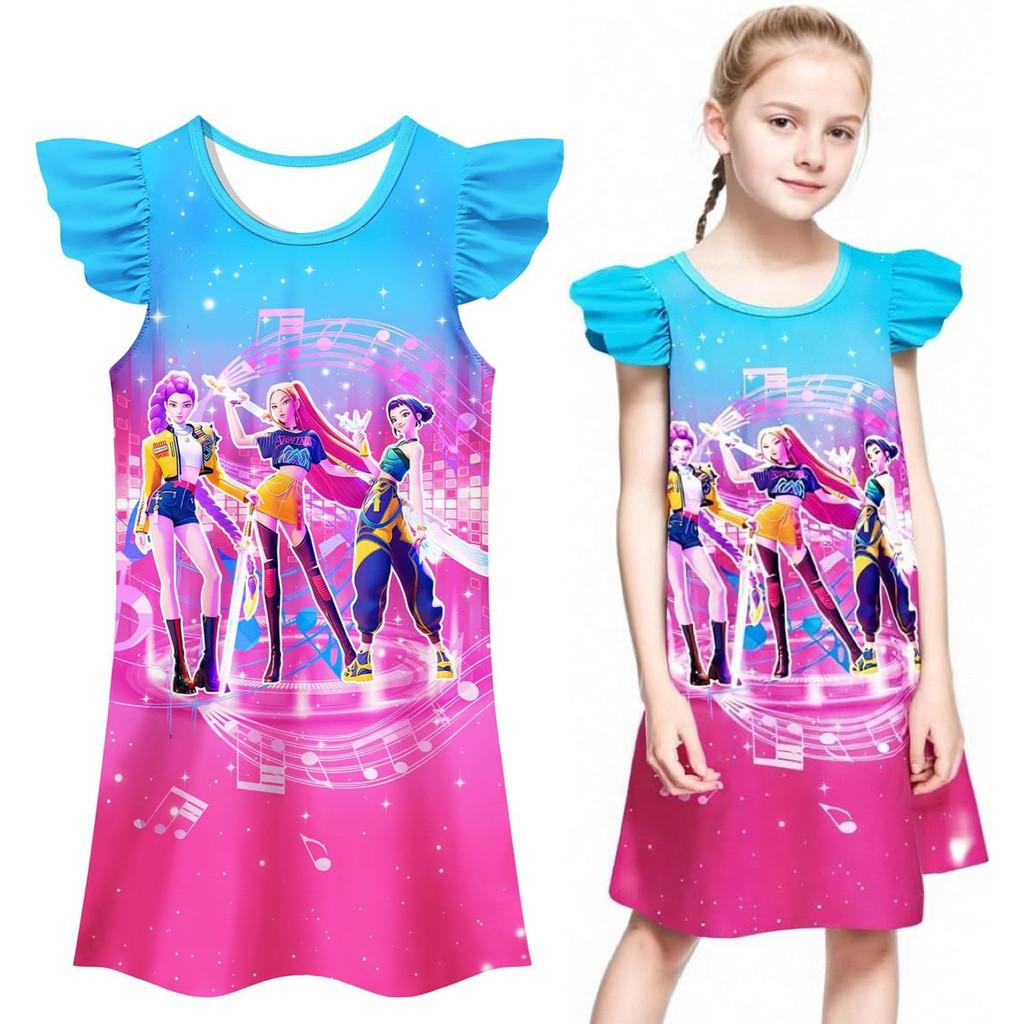 Kpop Dämonenjäger Muster Mädchen Nachthemd Mit Cartoon Muster Für Kinder Sommerkleidung