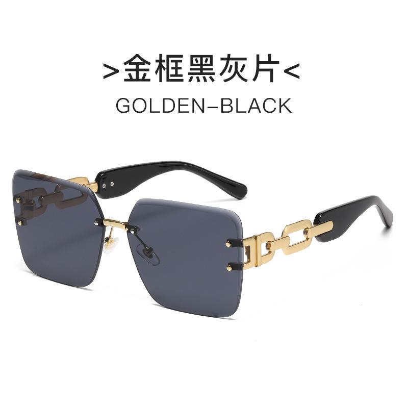 Square Frameless Sunglasses, Chain Glasses, Leg Glasses, Fashionable Sunglasses, Women's UV Resistant Sunshade Glasses