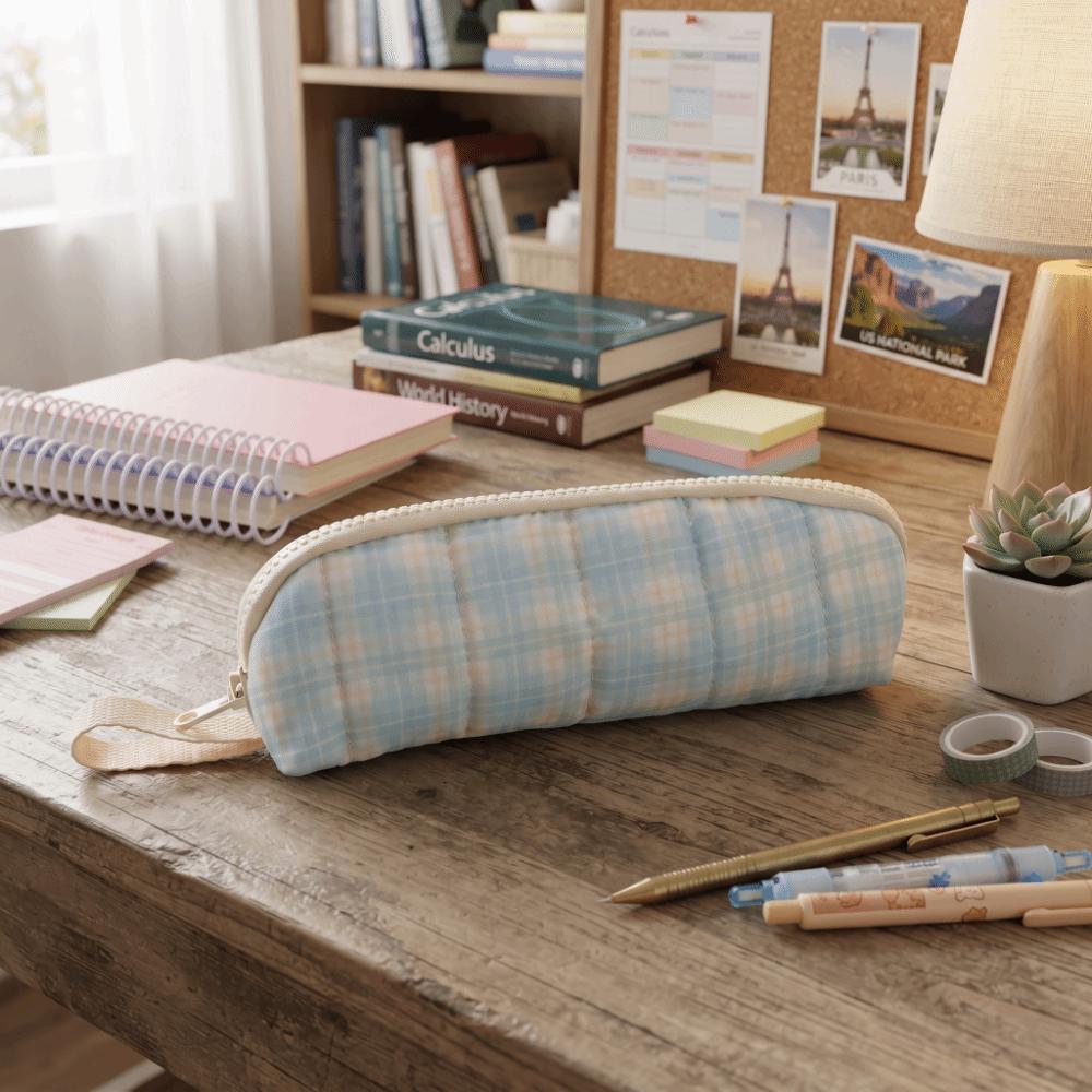 Multifunctional Pencil Bag Lattice Pen Box Simple Pencil Case  School