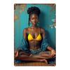 African Woman Yoga Metal Sign X Inch Vintage Wall Decor for Home Gym Office