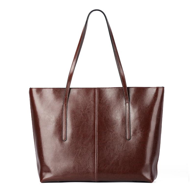 Vintage Cowhide Large Bag, Women's Bag, New Tote Bag, Large Capacity Women's Leather Versatile Commuting Shoulder Bag