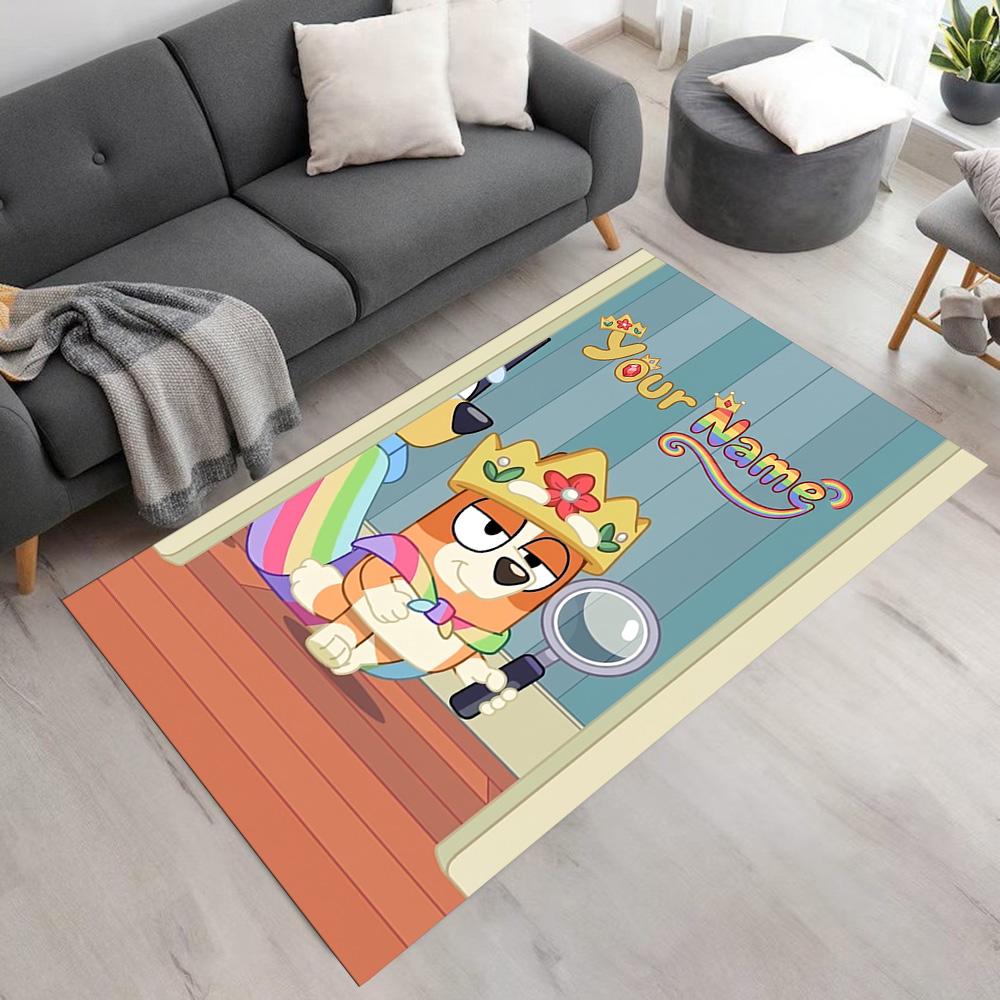 Bluey Customized Name Floor Mat Perfect for Decorate Room Study Room Game Room Dormitory Antislip Carpet Anime Office Decor Gift for Festivals