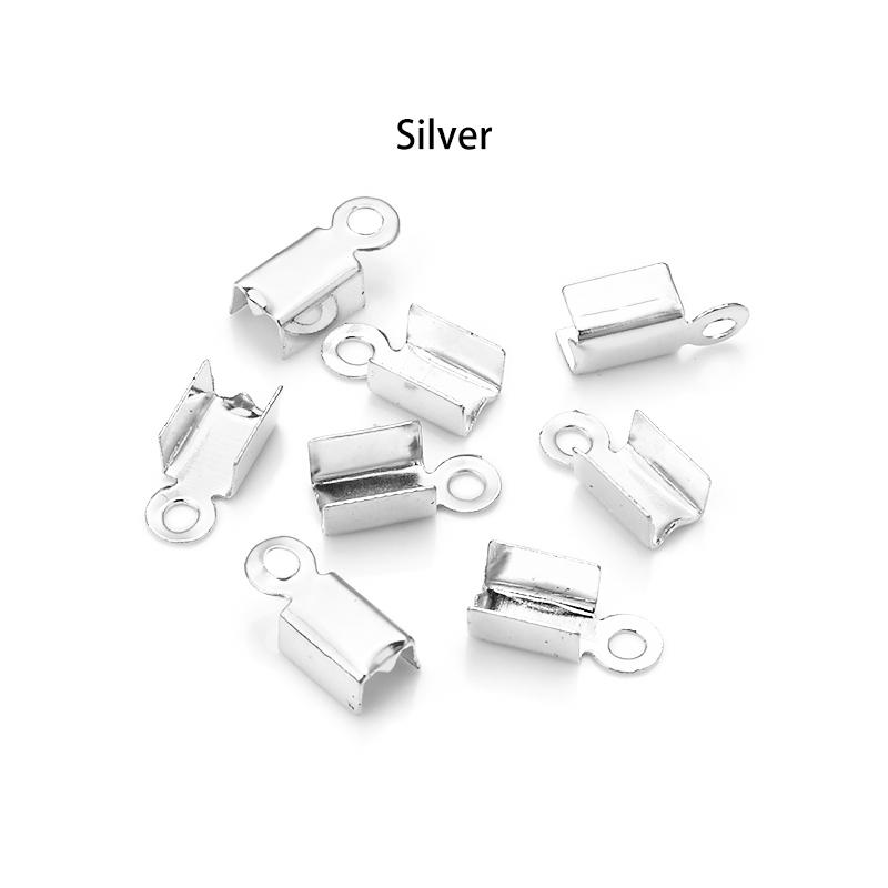 200 pièces/Lot Cosses à Sertir Fermoirs Capuchons d'Extrémité de Cordon Embouts pour Cordon Bandelette Cuir Pliables Pour Fabrication de Bijoux Connecteurs de Collier DIY