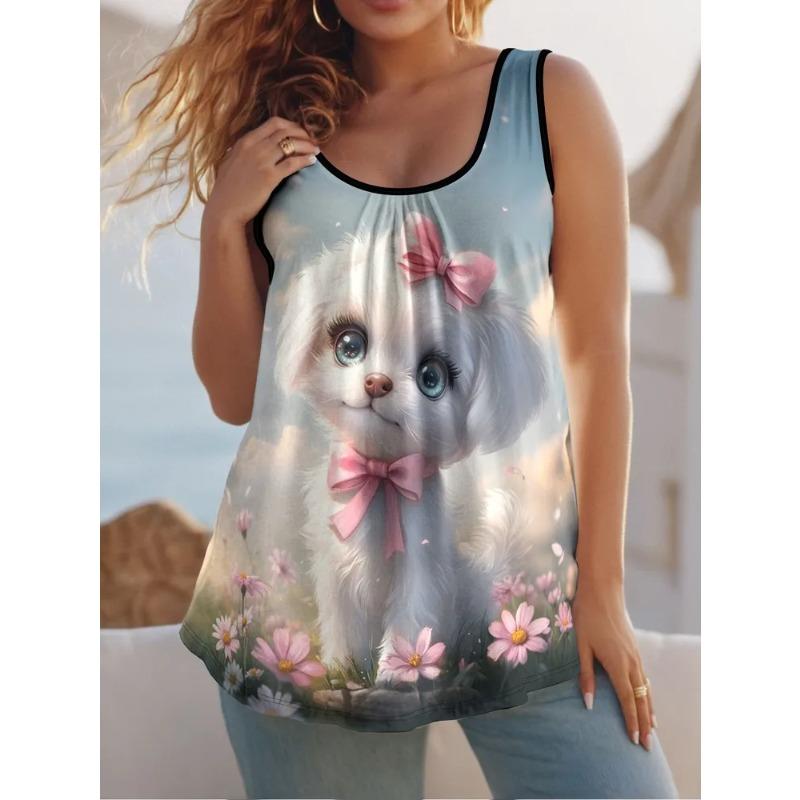 Interesting Prints Women's Sleeveless Vest Creative Colorful Leisure Loose Fashionable Versatile Summer Vest