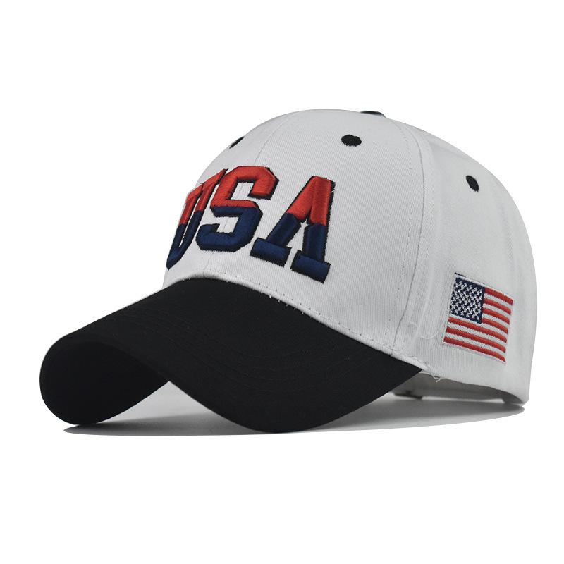 Cappello Berretto da Baseball Classico USA Ricamato in Cotone con Bandiera Ricamata Grande
