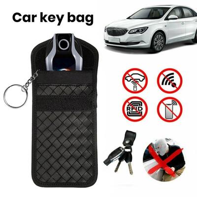 1Pc/2Pcs Key Fob Protector Carbon Fiber Car Key Shielding Bag RFID Blocking Security Anti-theft Car Key Pouch