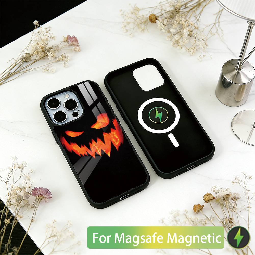 Halloween Pumpkin Head Phone Case For iPhone17,16,15,14,13,12,11 Plus,Pro Magnetic with Magsafe Wireless Charging