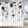 Blue Floral Shower Curtain Watercolor Flower Bath Curtain Polyester Fabric Waterproof Bathroom Curtains With Hooks Bath Screen