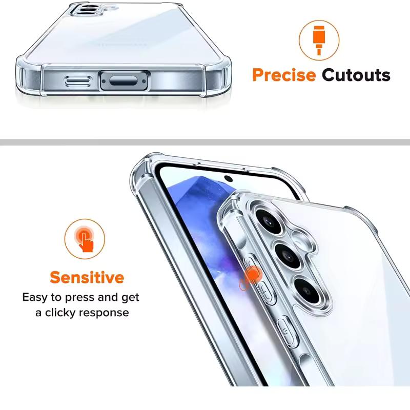 Capa de Silicone Transparente à Prova de Choque para Samsung Galaxy S25 S24 S23 S21 FE S22 S20 S10 Plus Ultra A73 A55 A54 A53 A35 A14 M36 M54 Capa com Proteção de Lente