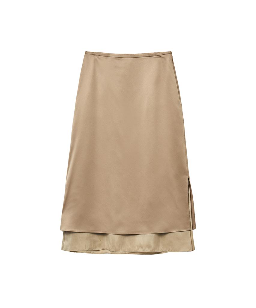 Iolo Satin Layered Skirt_Gold