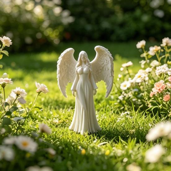 3D Printed Angel Girl Ornament White Winged Girl Statue Sculpture Home Office Living Room Desktop Decoration Ornament