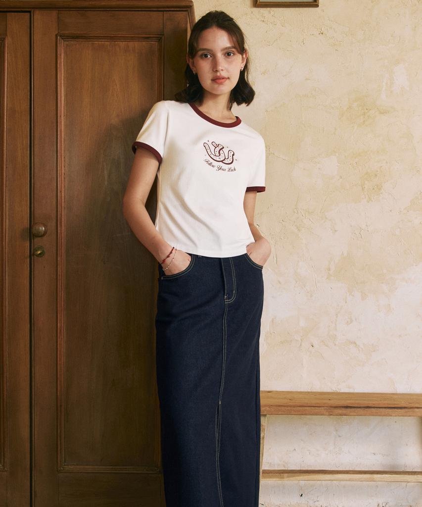 Zero Street Slit Denim Long Skirt / Deep Indigo