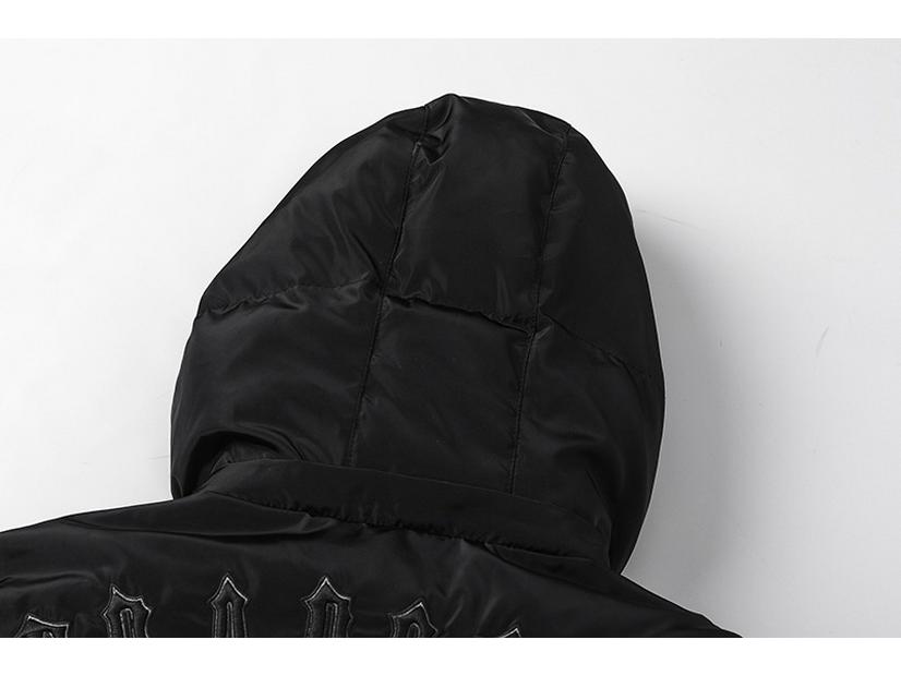 Chaqueta de Invierno con Capucha para Hombre CrossTrapstar con Bordado en la Espalda - Abrigo de Algodón Holgado Estilo Hip Hop Streetwear Americano