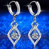 Nuevos Pendientes Minimalistas de Plata con Circonita Amor Giratorio Temperamento Femenino Pendientes Colgantes Trenzados
