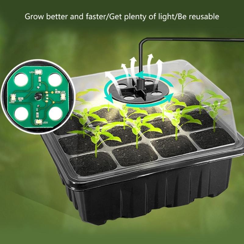 Plastové startovací sady pro sazenice s LED pěstebním světlem Pěstební tác na sazenice s drenážními otvory Box na klíčení zeleniny