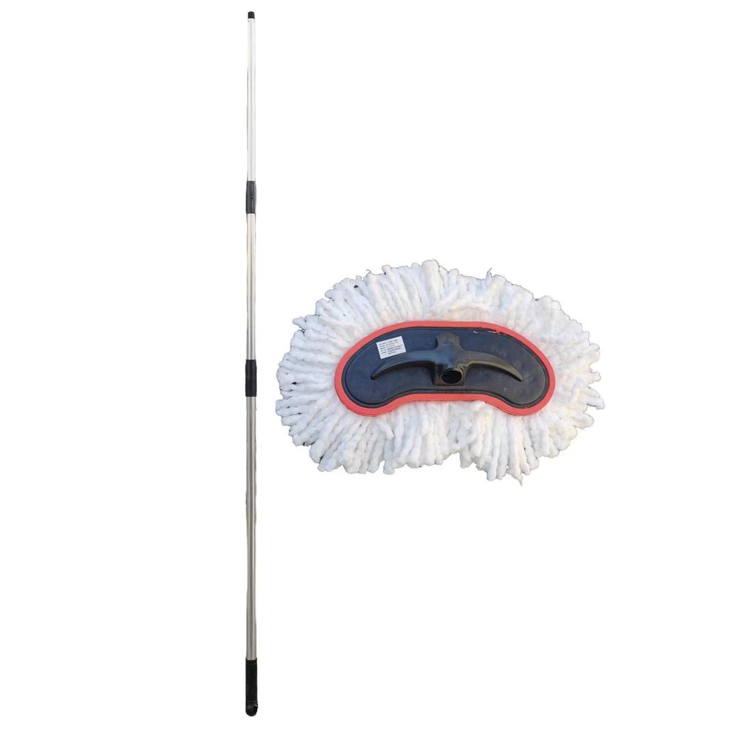 Telescopic Stainless Steel Car Wash Mop & Brush with Long Handle