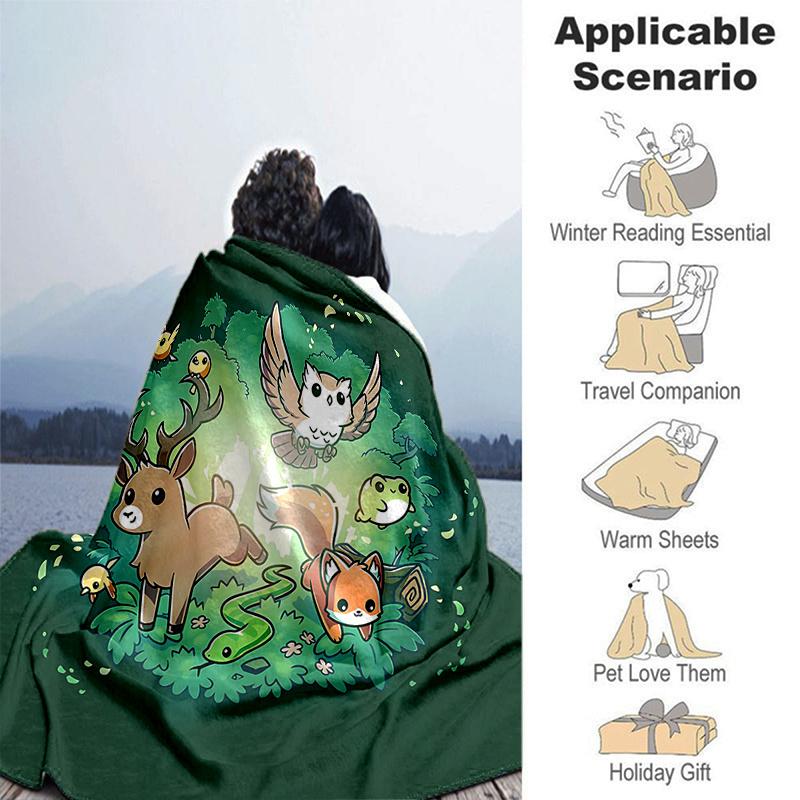 1pc Cute Little Animals Blanket, Home Decorative for All Seasons, Living Room, Travel, Camping, Car Blankets