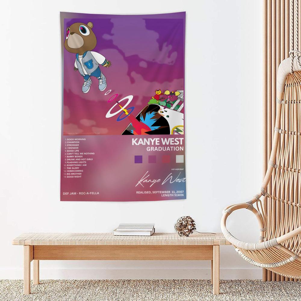 Rapper Singer KKanye West Tapestry For Bedroom Living Room Outdoor Wall Decor Simple Stylish Art Piece Vertical Design