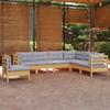 Vidaxl 7-Cz. Garten-Sitzgruppe, Graue Kissen, Kiefernholz