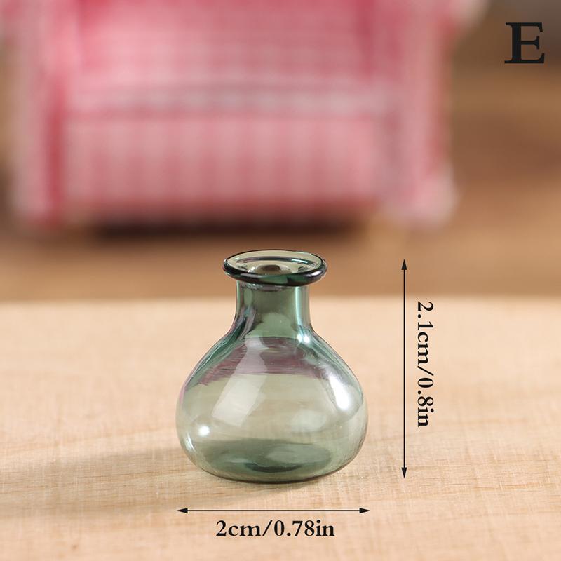 1:12 Maison de poupée Miniature Vase en Verre Transparent Bouteille en Verre Rangement Petit Pot Fiole Décor Jouet Accessoires DIY Ornement de Maison