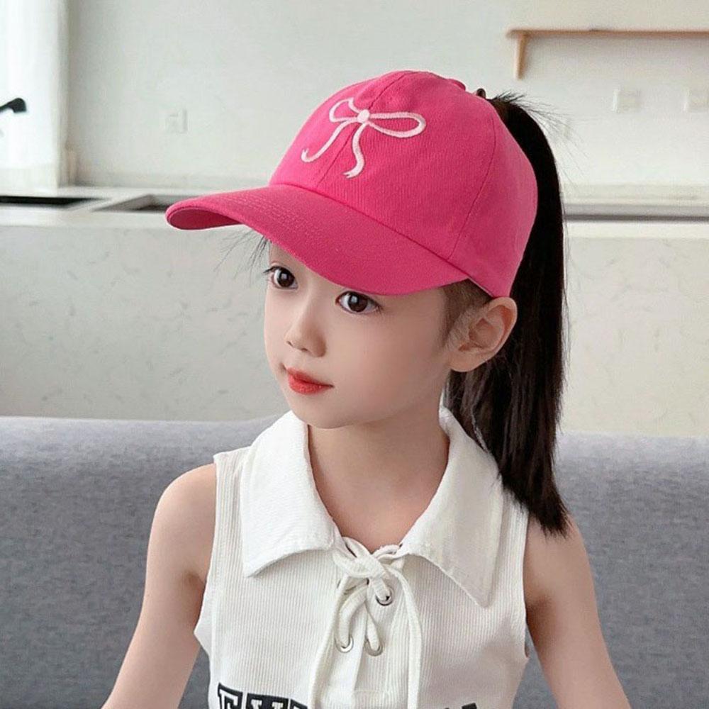 High Ponytail Children Summer Caps Kids Girls Sunscreen Baseball Cap Empty Tail Children Sun Visor Hats Fashion Bowknot Designs