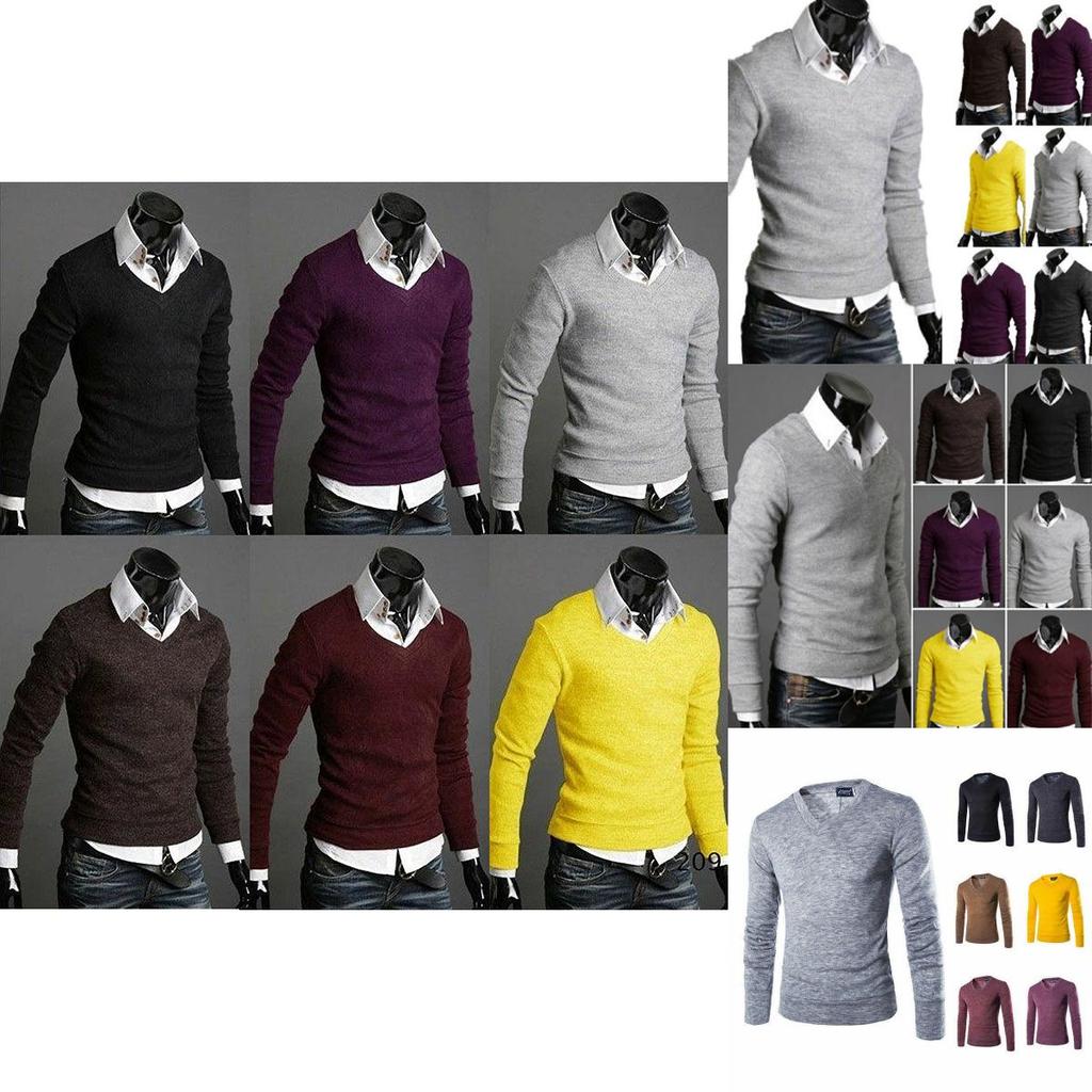 Cozy And Warm Men's Long Sleeve V-neck Knitted Cardigan Pullover Jumper Sweater Shirt Top For All Seasons
