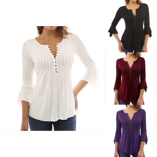 Mode Dames Slim Fit Lange Mouwen Blouse Shirt Casual Katoenen T-shirt Voor Moeiteloze Stijl