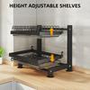 Height Adjustable Dish Drainer 2 Tier L Dish Drying Rack with 2 Drainboards for Kitchen Counter