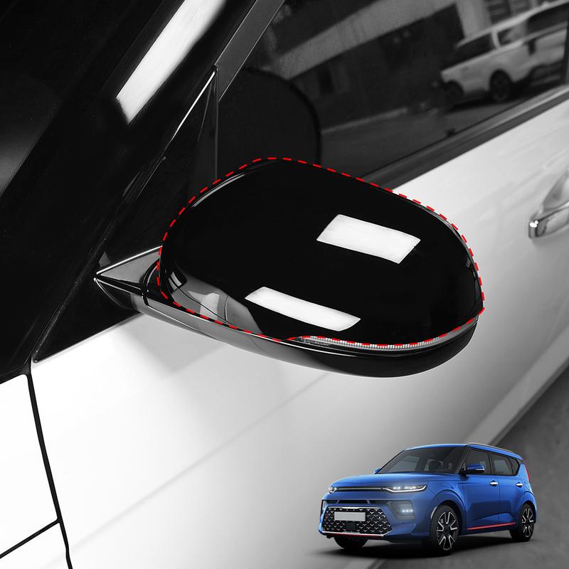 For Kia Soul -2025 GT Version Bright Black Side Door ABS Rearview Mirror Cover Trim Car Exterior Parts Rearview Mirror Shell