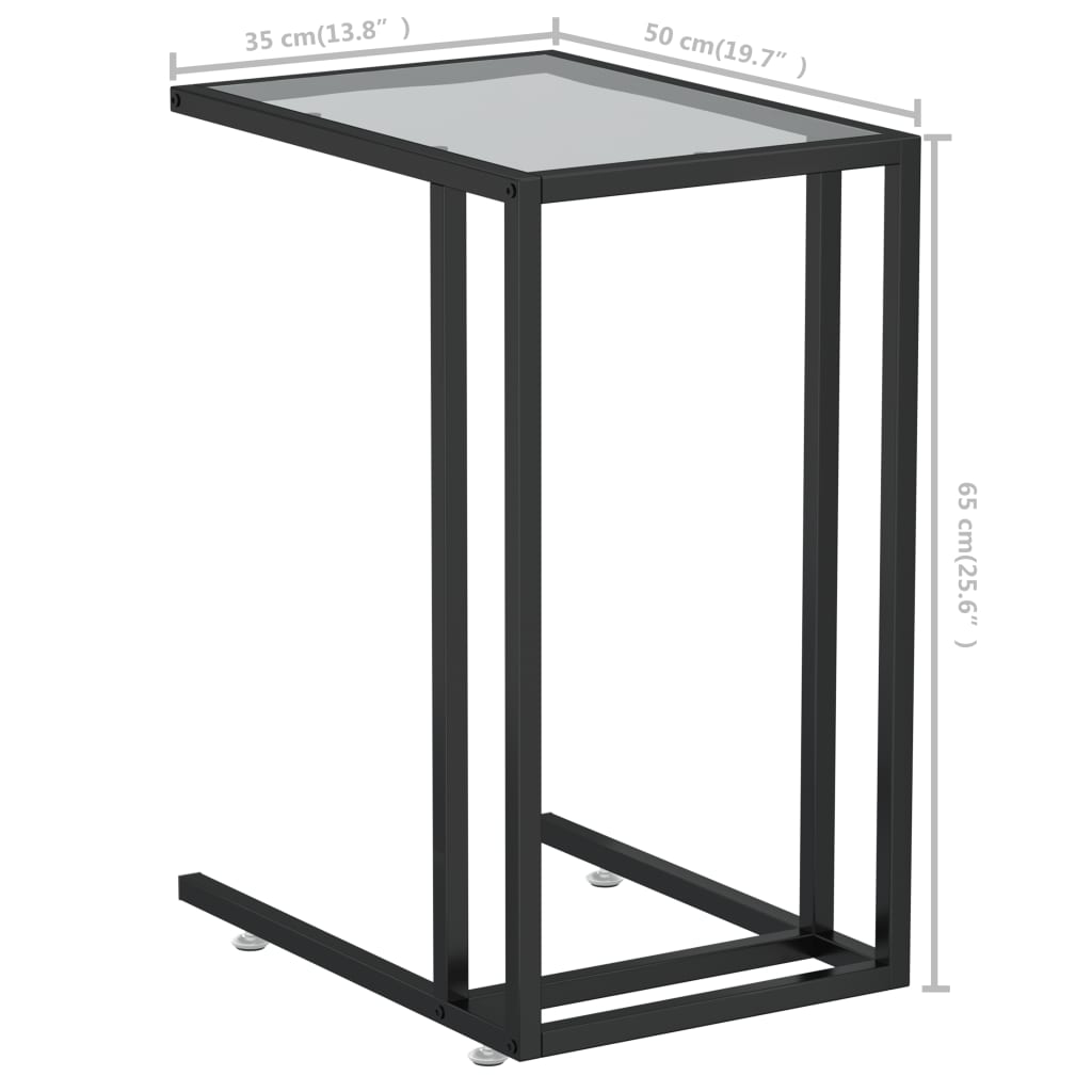 Computer Side Table Transparent 50 X 35 X 65 Cm Tempered Glass