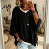 Fall Pullover Sweater Autumn Women Knit Sweater, Loose Fit Drawstring Hooded Solid Color 3/4 Sleeve Drop Shoulder Casual Long Tops
